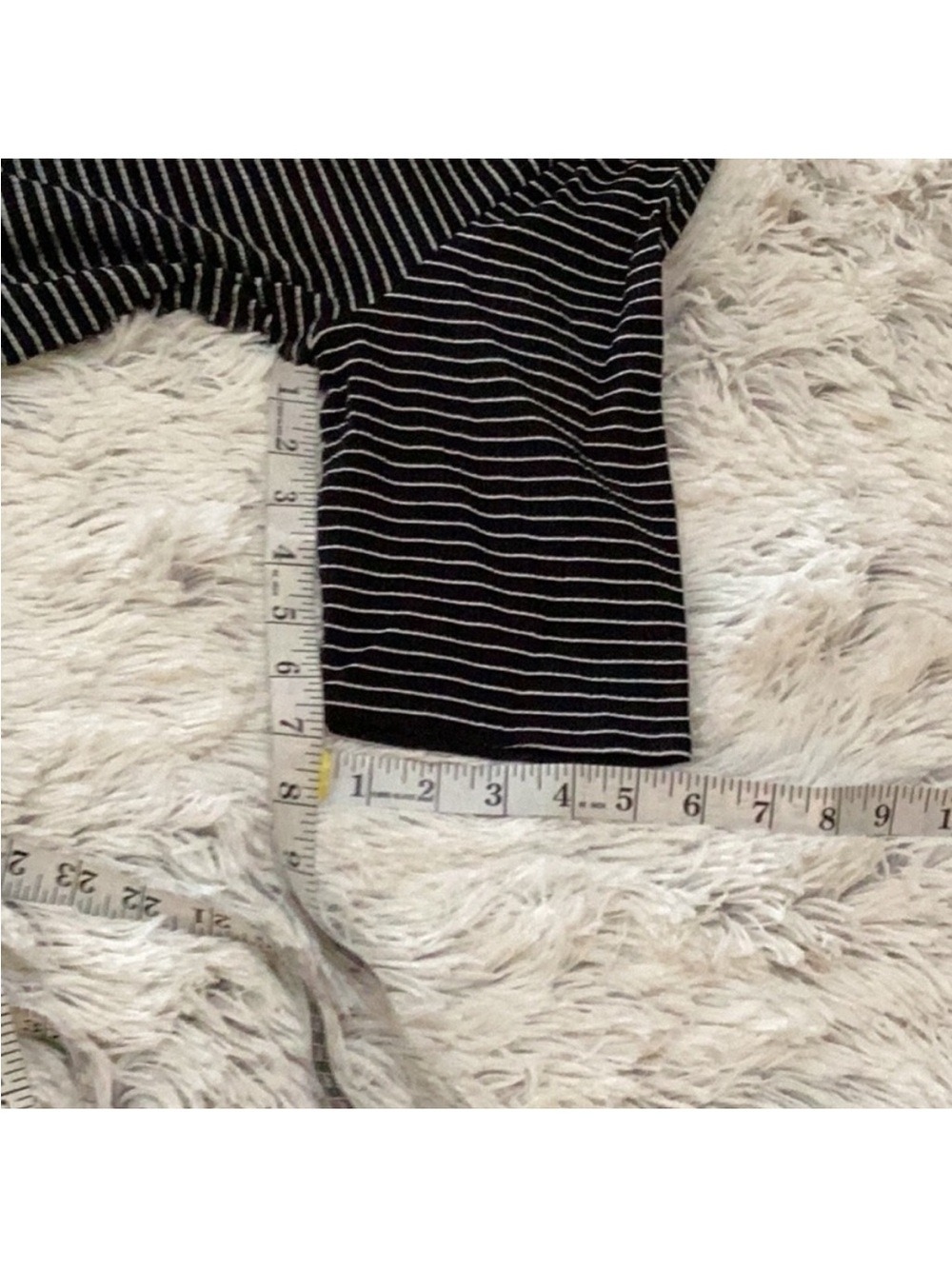 PopSugar Black & White Striped Top XXL NWT Ribbed Stretchy elbow Sleeve - Picture 7 of 11